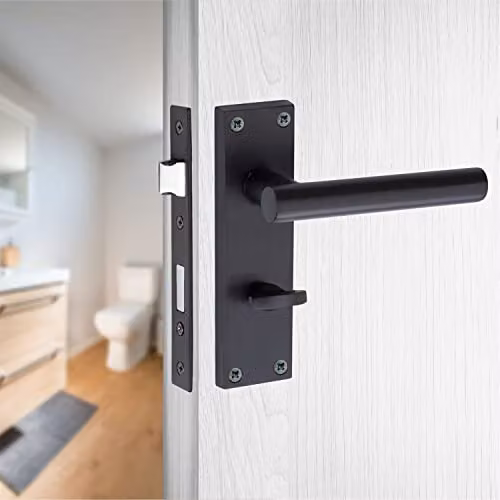 Golden Grace Straight T-Bar Backplate Door Handle Set in Matt Black – 4