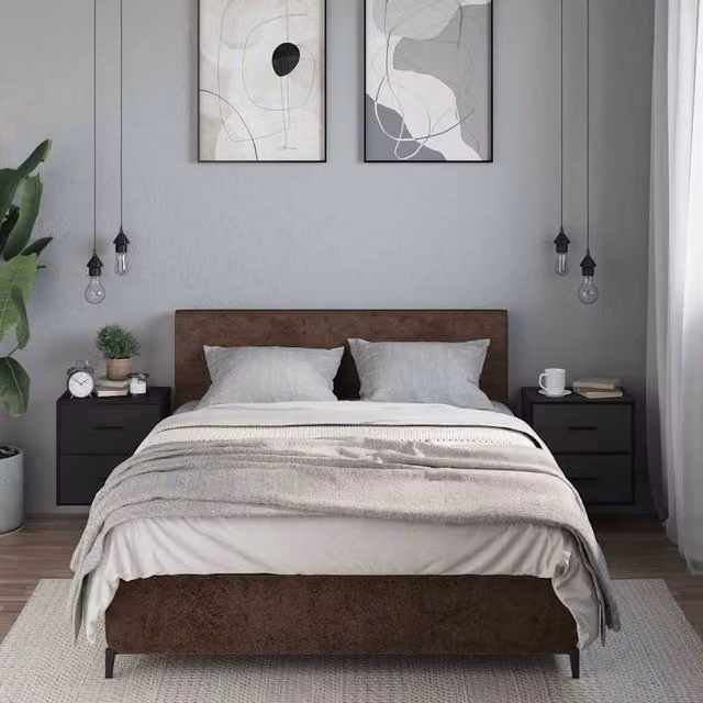 Berkfield Home Set of 2 Durable Wall-mounted Bedside Cabinets in Black, W/D/H: 40 x 31 x 39.5 cm – 1