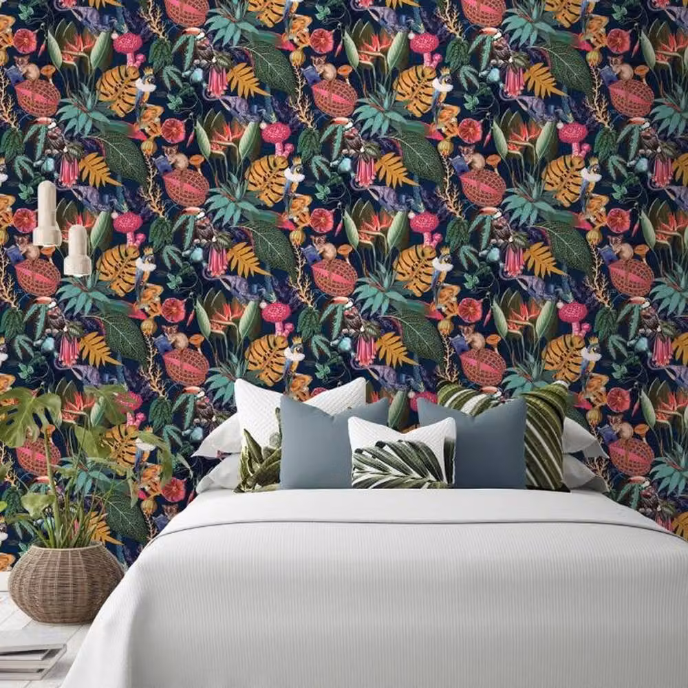 Holden Décor Wonderland Tropical Navy Blue Botanical Floral Wallpaper Roll – 2