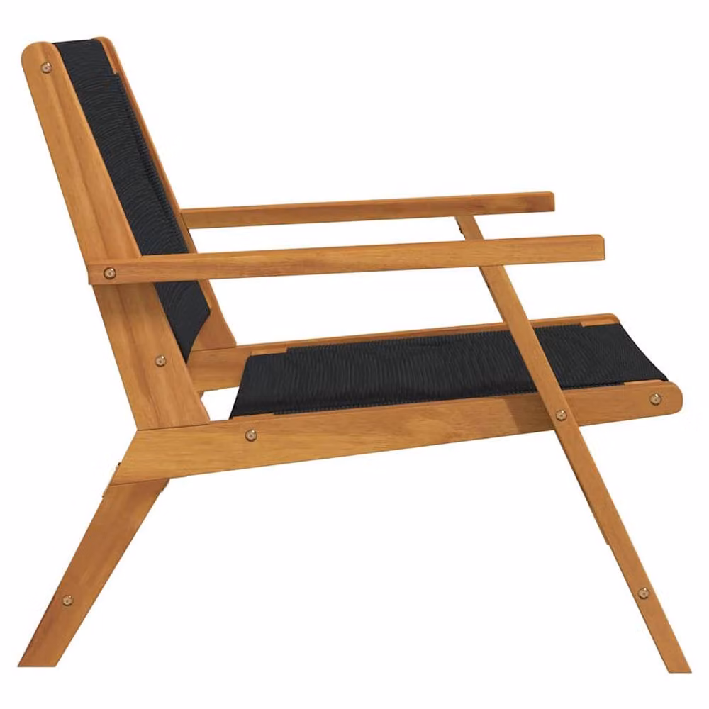Berkfield Home Set of 2 Modern Acacia Wood Garden Chairs in Black and Brown, W/D/H: 67 x 77 x 73 cm – 6