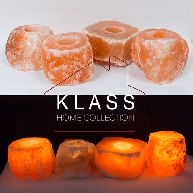 Klass Home Collection Set of 4 Pink Himalayan Salt Tealight Candle Holders