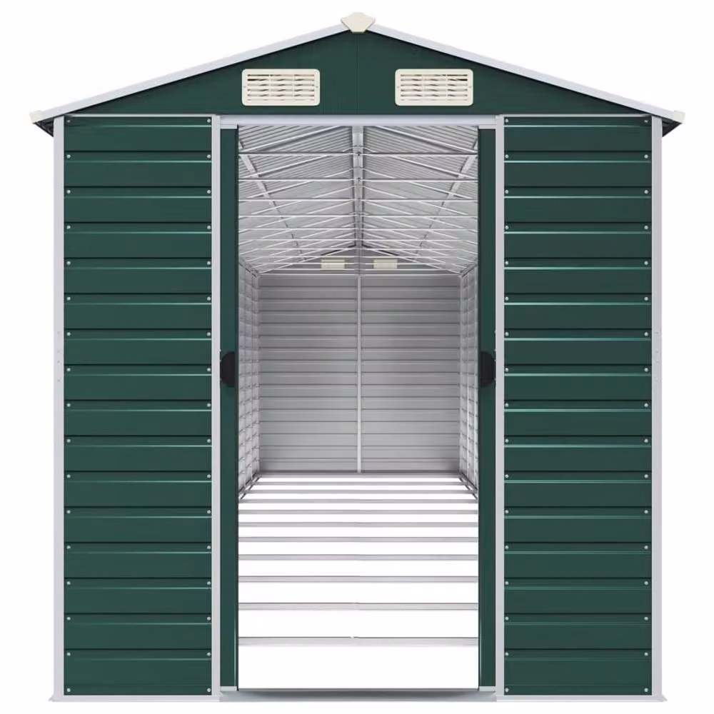 Berkfield Home Pent Garden Shed in Green Galvanised Steel, W/D/H: 191 x 980 x 198 cm – 3