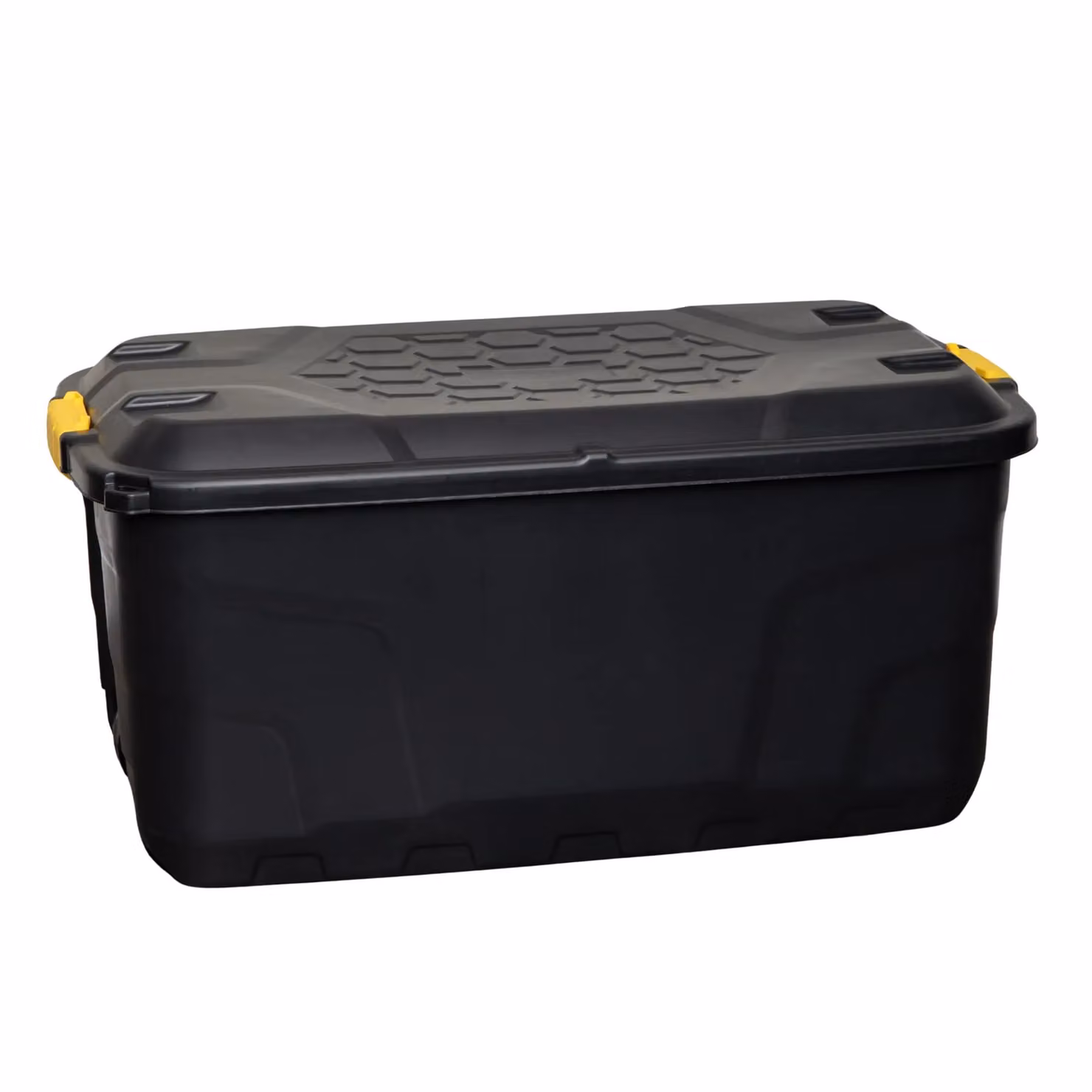 Samuel Alexander 145L Heavy Duty Lockable and Stackable Storage Chest on Wheels with Clips in Black and Yellow – 4