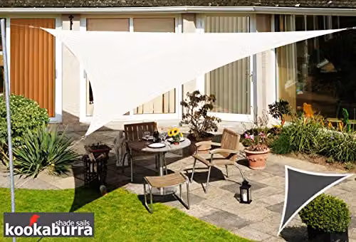 Kookaburra Triangle Water Resistant Garden Patio Sun Shade Sail Canopy in White – 2