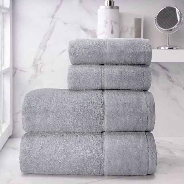 Velosso Super Soft Plush 100% Cotton Terry Velour Towel in Silver
