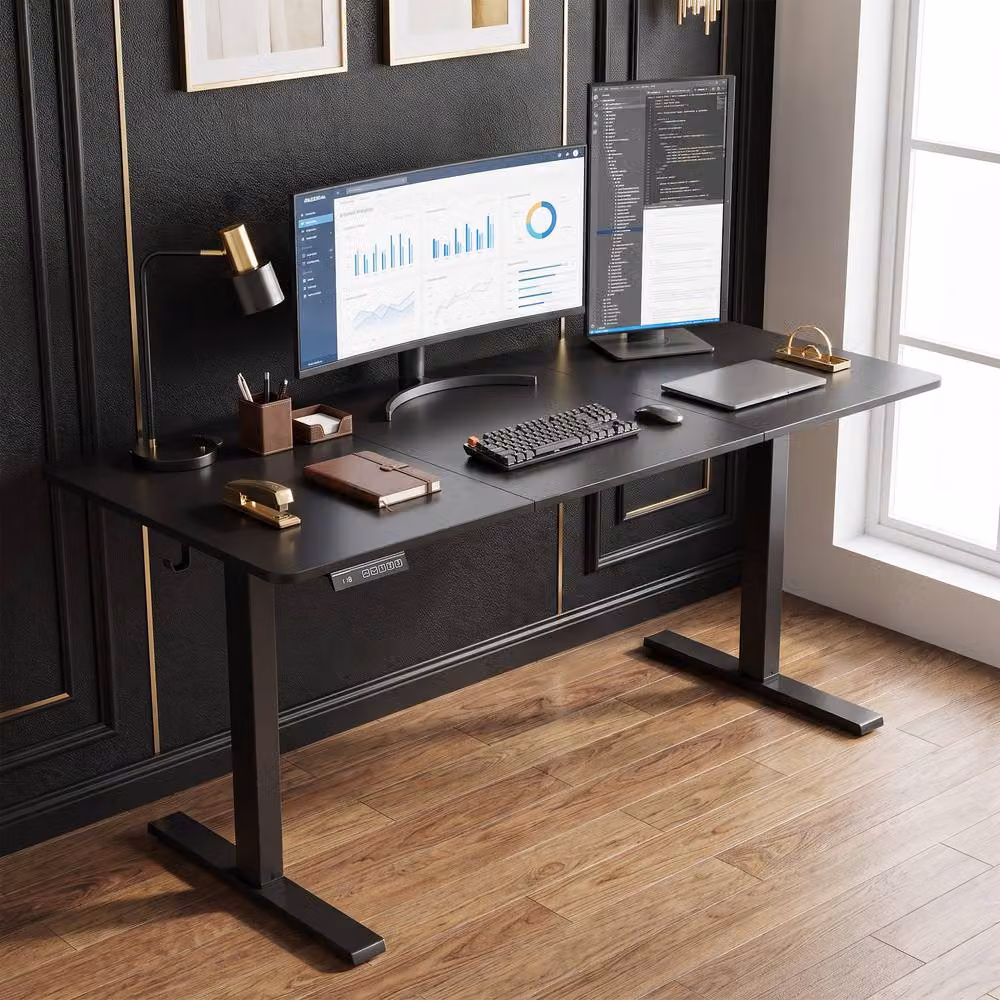 Rolipo Electric Height Adjustable Standing Desk in Black with MDF Laminate Top – 3