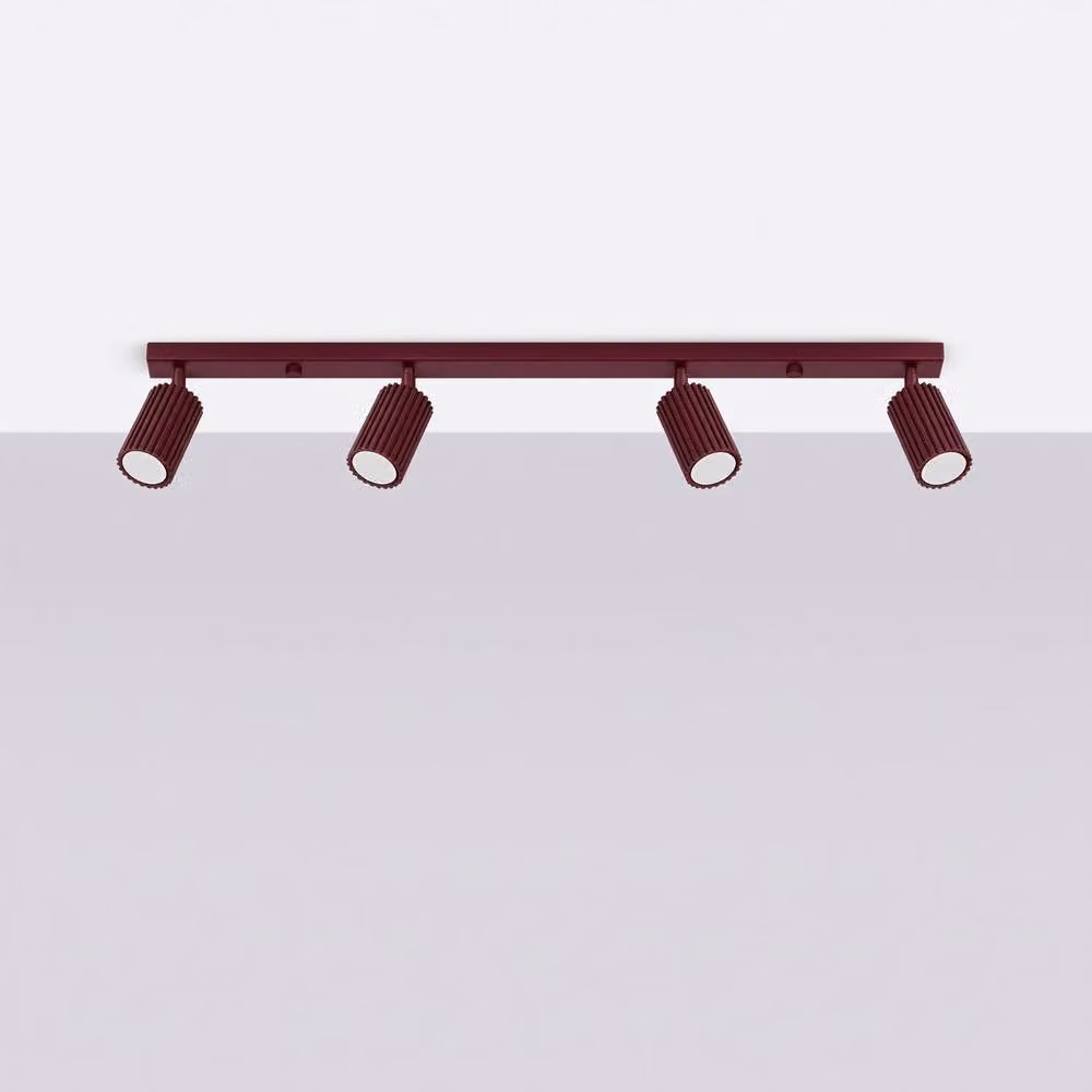Sollux Lighting minimalist 4-light ceiling lamp in red, W/D/H: 81 x 16.5 x 6.5 cm – 2