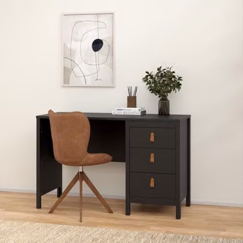 Furniture to Go Barcelona Writing Desk with 3 Drawers, Black, W/D/H: 120.4 x 48.0 x 76.5 cm – 2