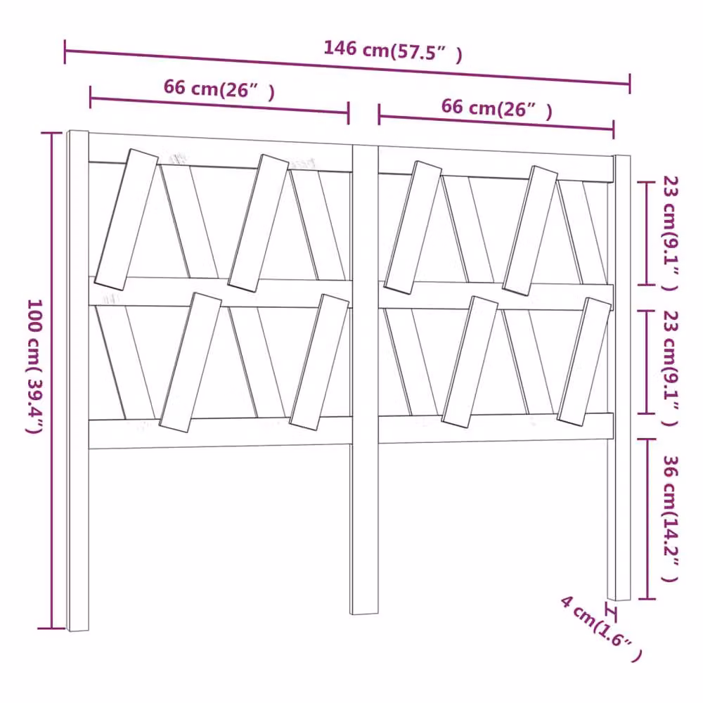 Berkfield Home Beautiful Bed Headboard in Grey Solid Pine, W: 146 cm, D: 4 cm, H: 100 cm – 4