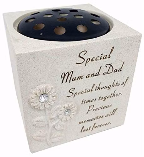 David Fischhoff Special Mum and Dad Memorial Grave Sunflower Rose Bowl in Cream