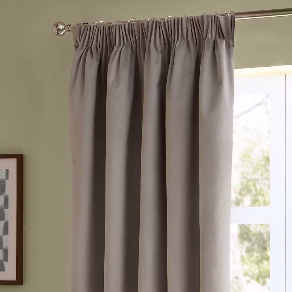 Furn Silver Velvet Room Darkening Pencil Pleat Curtain Pair, Width: 168 cm, Drop: 183 cm – 4