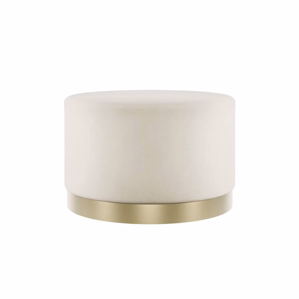 Wyld Haus Kalua Large Cream Velvet Stool with Brushed Gold Metal Base – 2