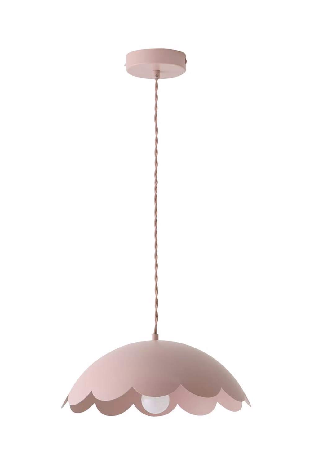 ValueLights Millie Metal Scallop Pendant Ceiling Light with Bulb in Pink – 2