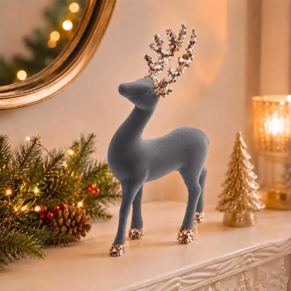 Shatchi Grey Christmas Reindeer Figurine, Height: 23 cm – 2