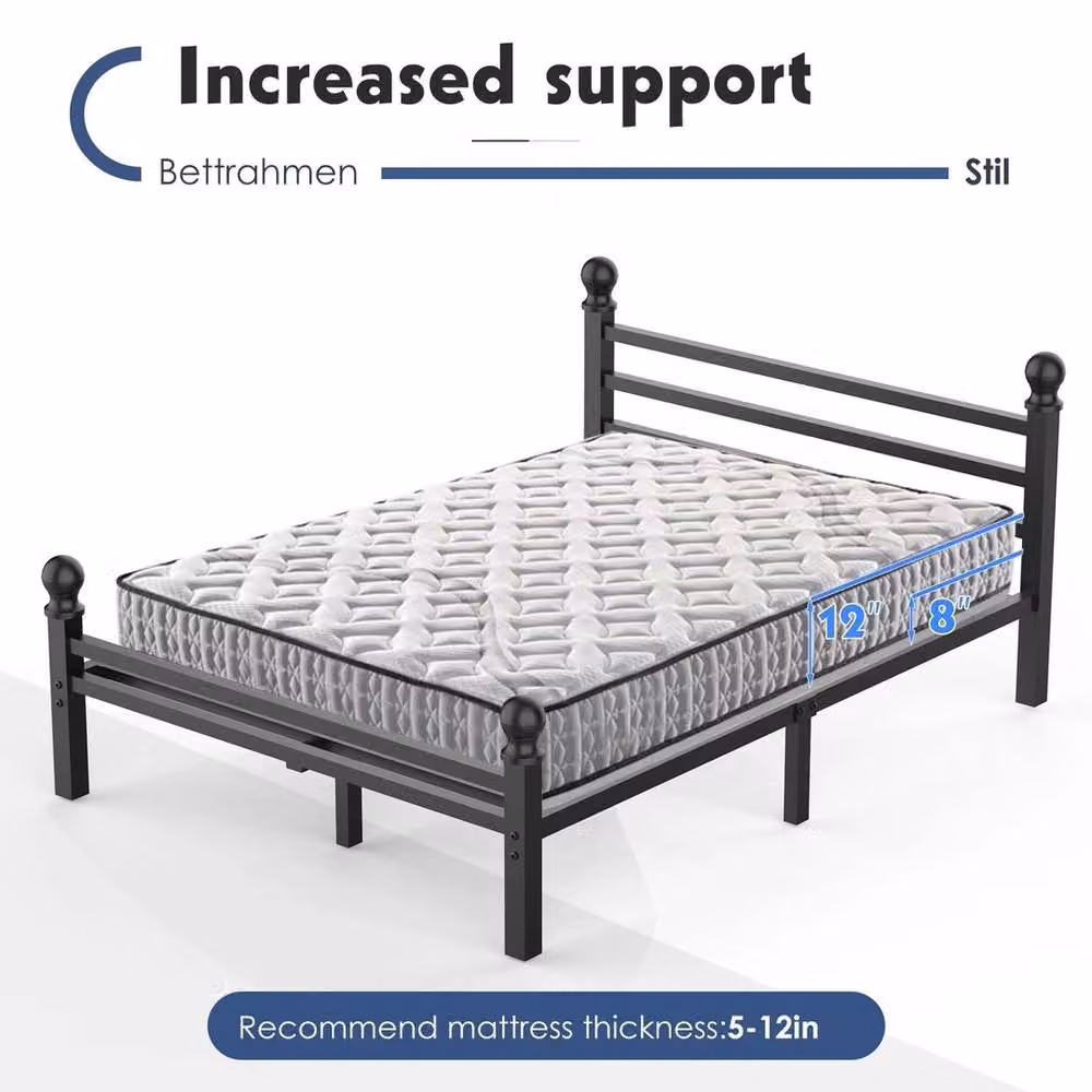 EONLION Single Metal Bed Frame with Headboard and Footboard in Black – 3