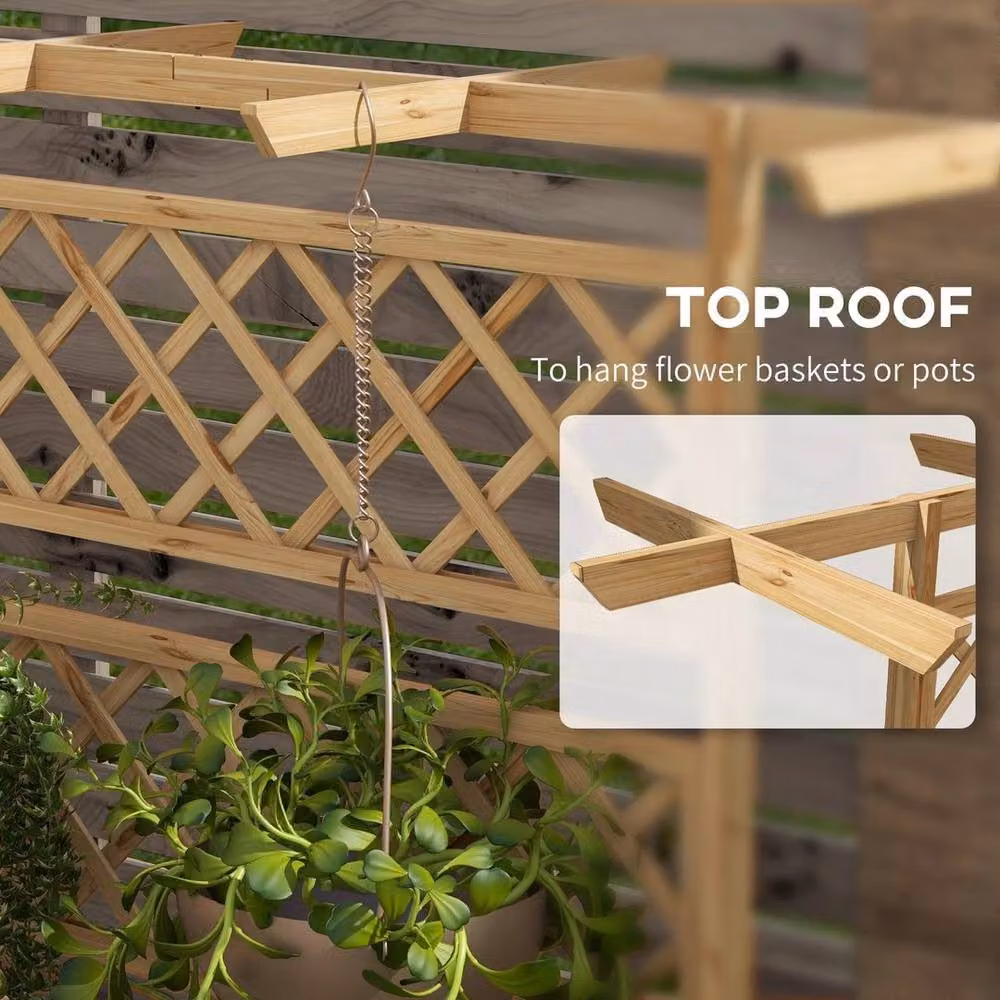 FLAVORA Wooden Trellis Raised Garden Bed in Brown and Beige – 4