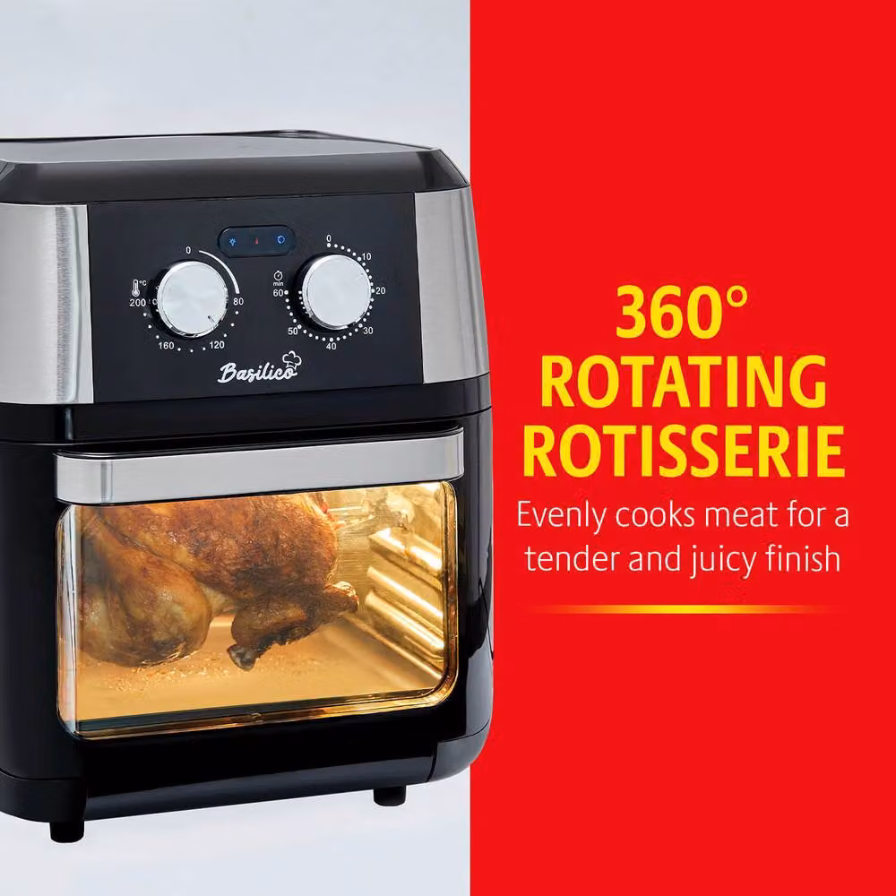 Basilico 12L Multi-Function Air Fryer Oven with Rotisserie and Timer, Black – 8