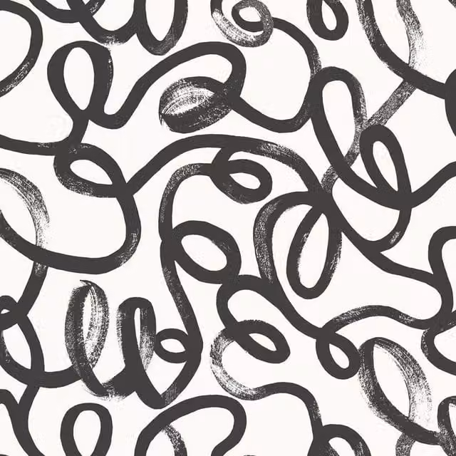 Holden Décor Squiggle Abstract Geometric Wallpaper in Black Matt Finish – 1