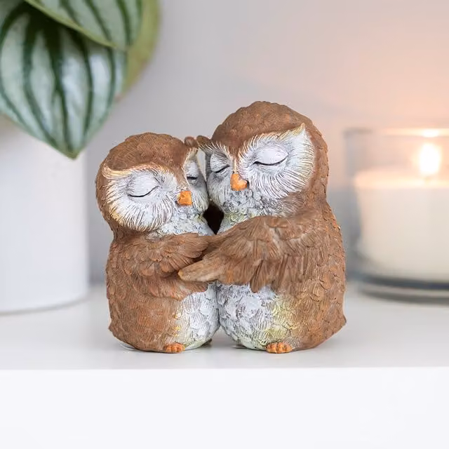 Gloriously Good Birds of a Feather Owl Couple Ornament, Brown