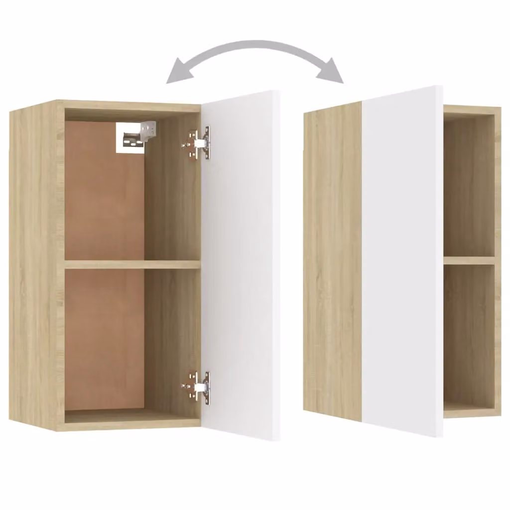 Berkfield Home Wall Mounted TV Cabinet in White and Oak, W/D/H: 60 x 30 x 30.5 cm – 3