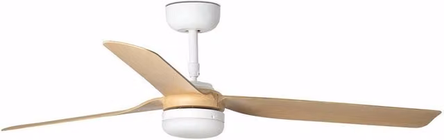Faro Punt White Wood 3 Blade Ceiling Fan with LED Light and Remote Control