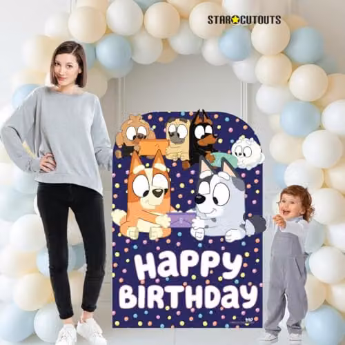 Star Cutouts SC4571 Bluey & Friends Happy Birthday Backdrop, Multicolour Party Decor, Width: 132 cm – 2