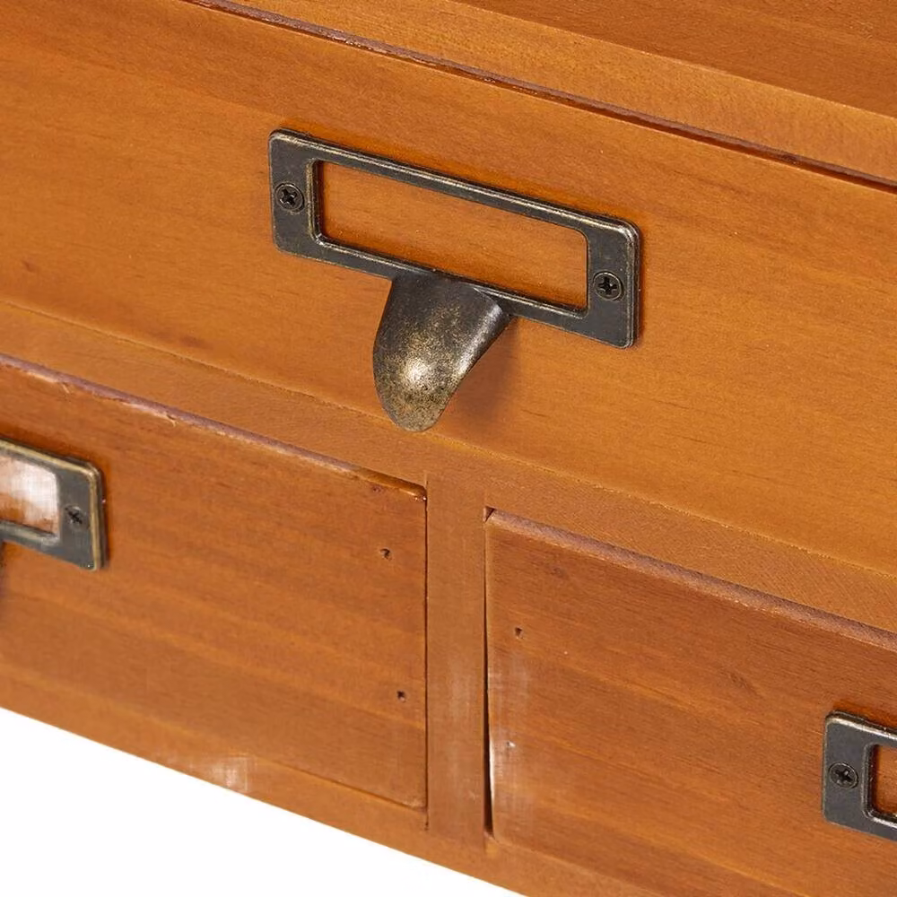 VOGREX Wood 3 Drawer Tabletop Makeup Storage Cabinet Organizer in Brown – 3