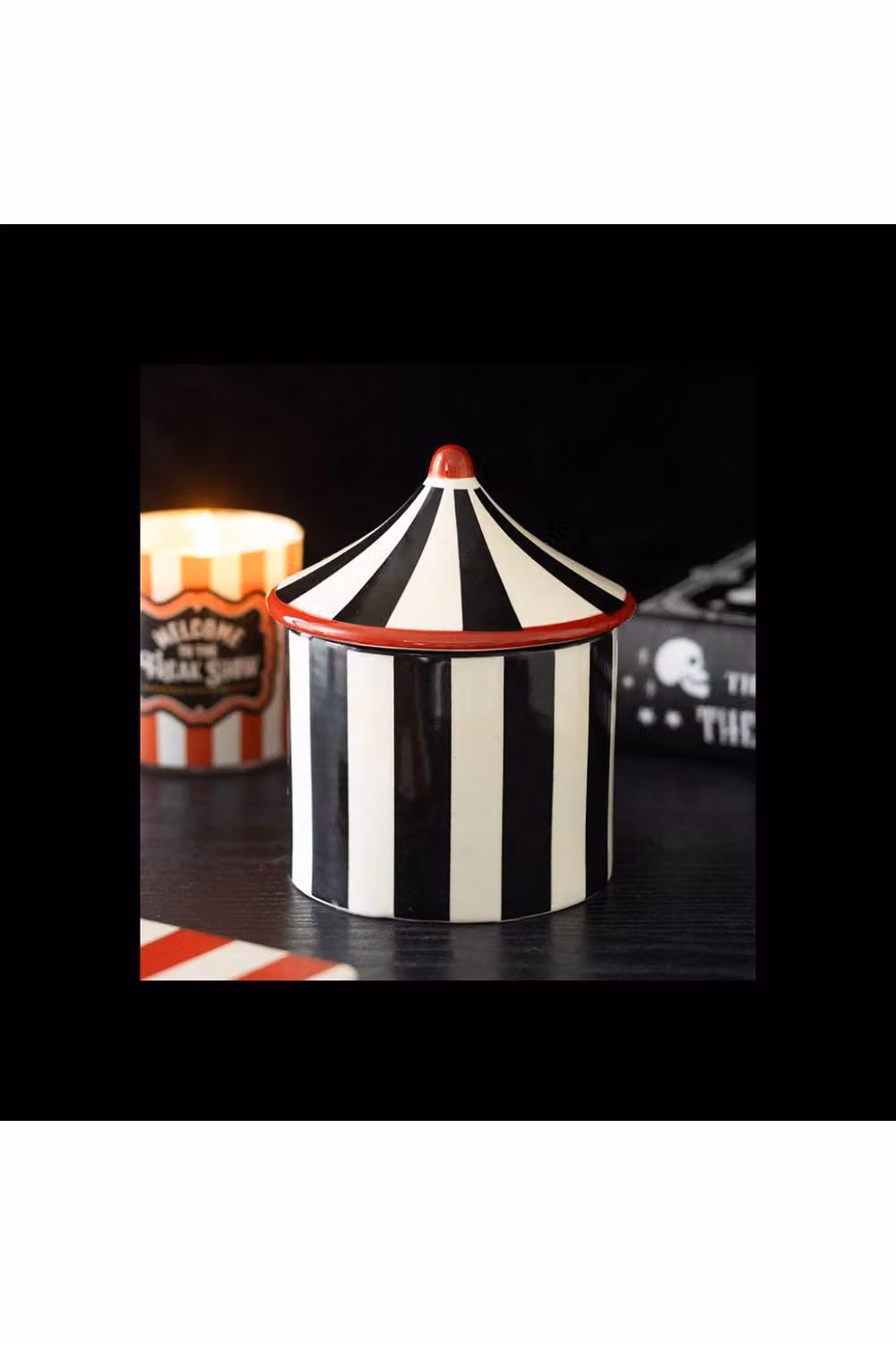 KDMD Black Striped Circus Tent Ceramic Oil Burner for Tealights – 2