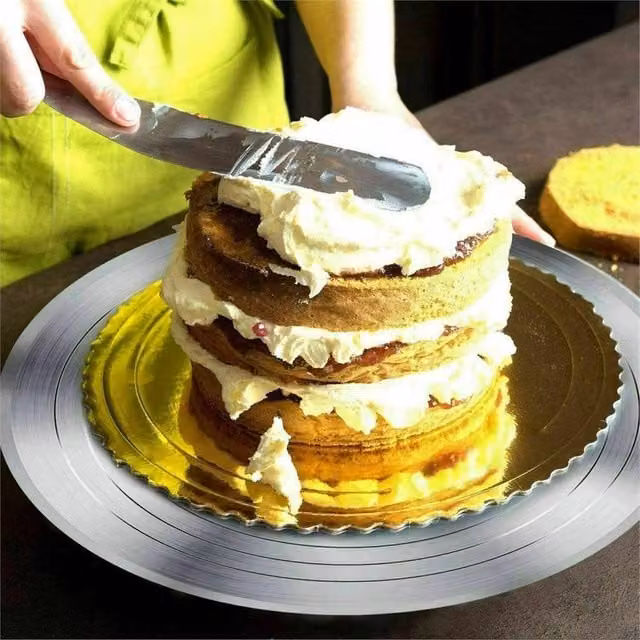 VOGREX Silver Aluminium Cake Revolving Stand 30.48 cm Diameter