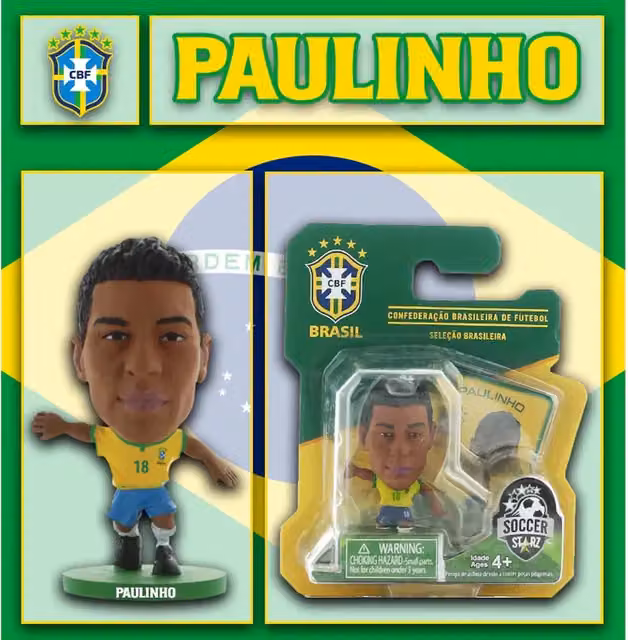 SoccerStarz Brazil Paulinho Home Kit Mini Figure, Yellow, Height: 5 cm