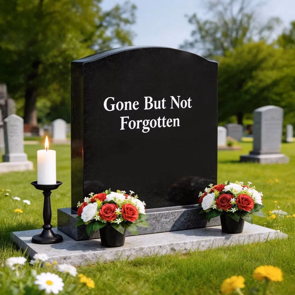 SPETLEK 2 Pack Red Artificial Silk Cemetery Flowers for Condolence – 3