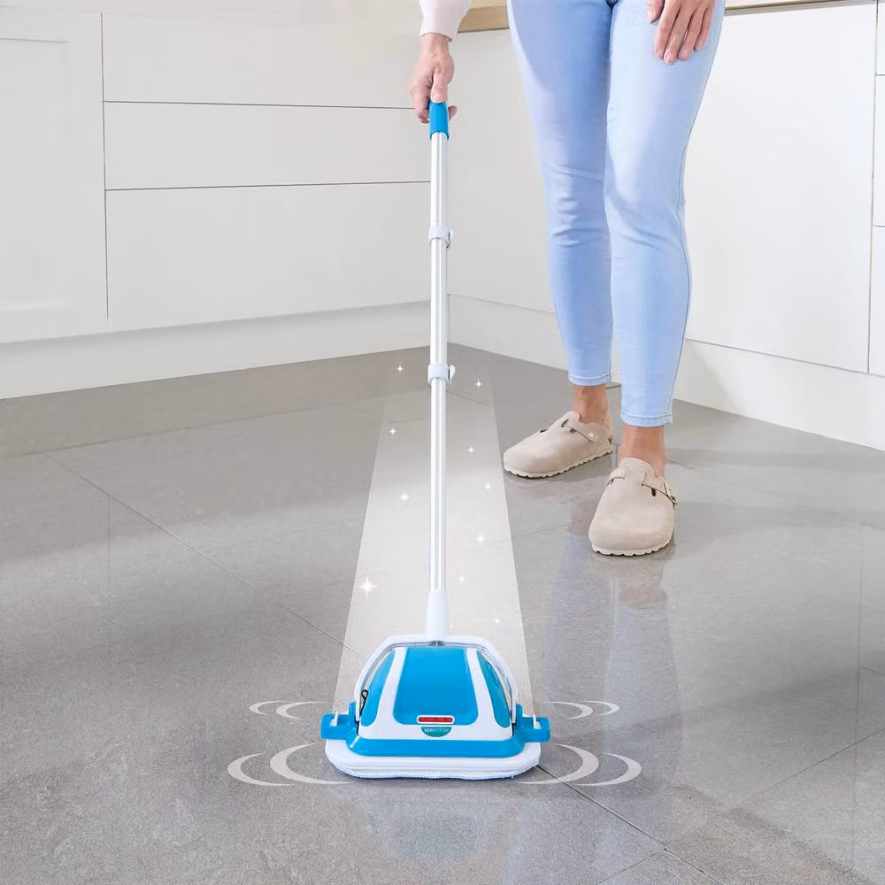 Clarsen 2 in 1 Sonic Spin Scrubber with Handle and Pads in White and Multicolour – 1