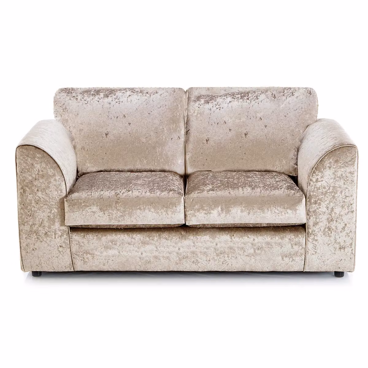 Furnishings For Less UK Crystal Crushed Velvet 2 Seater Sofa with Full Back and Curved Arms in Beige – 2