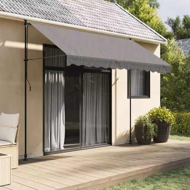 Berkfield Home Retractable Awning in Anthracite with Steel Frame, W: 300 cm, D: 150 cm
