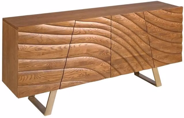 Angel Cerda Modern Walnut Sideboard with Polished Gold Steel Legs, W/D/H: 180 x 43 x 80 cm