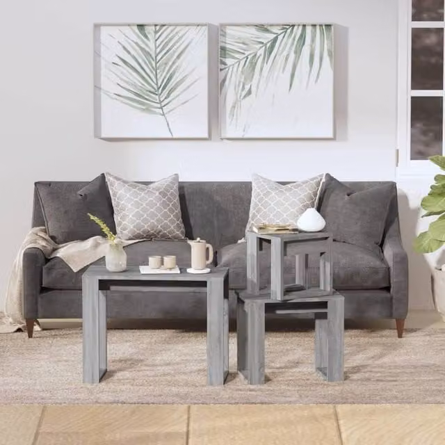 Berkfield Home Nesting Tables, 3 Piece Set in Grey Sonoma Engineered Wood