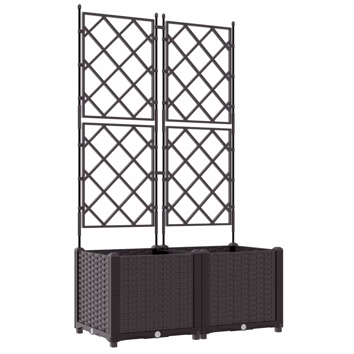 Berkfield Home Garden Planter with Trellis, 2 Pieces, Brown, W: 80 cm, D: 40 cm, H: 143 cm – 2