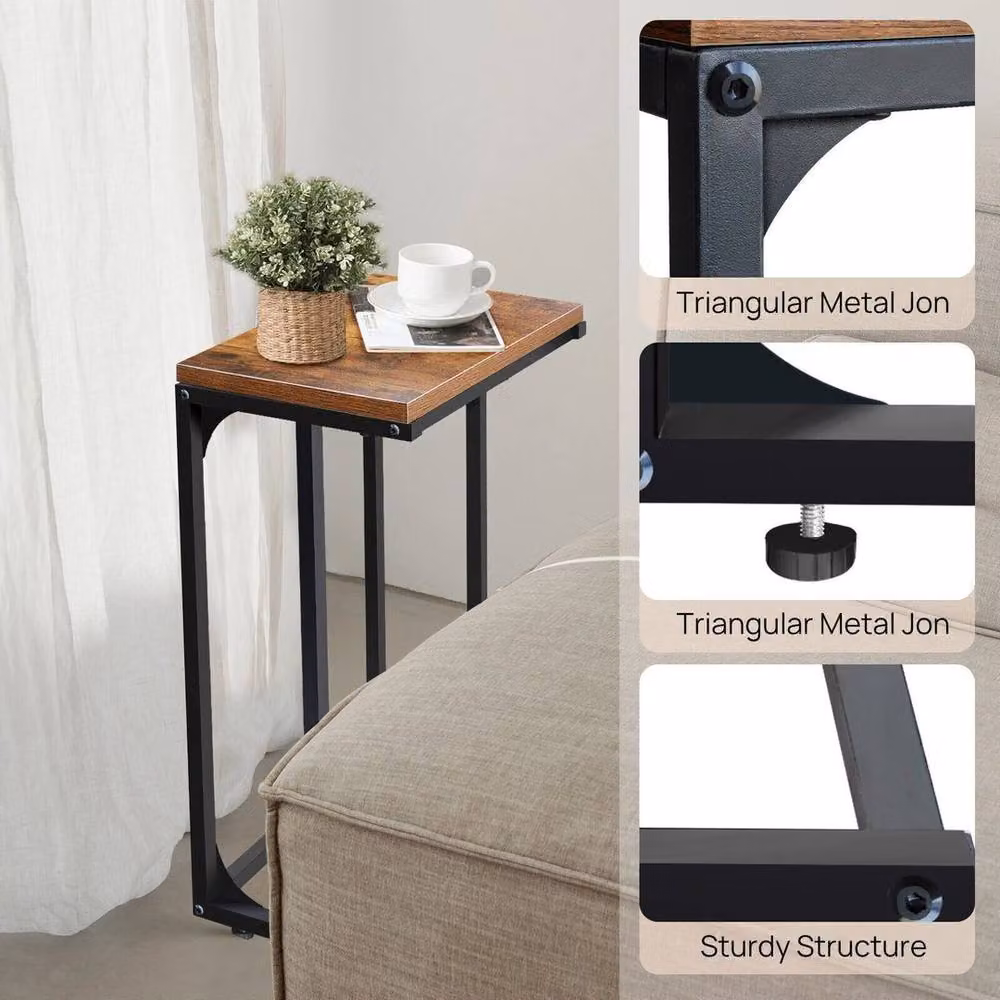 PAWNORA Portable Small Side Table in Brown, W/D/H: 38 x 28 x 63.5 cm – 5