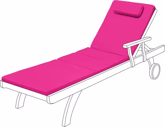 Gardenista Pink Weatherproof and UV-Resistant Rectangular Foldable Outdoor Garden Sun Lounger Cushion Pad