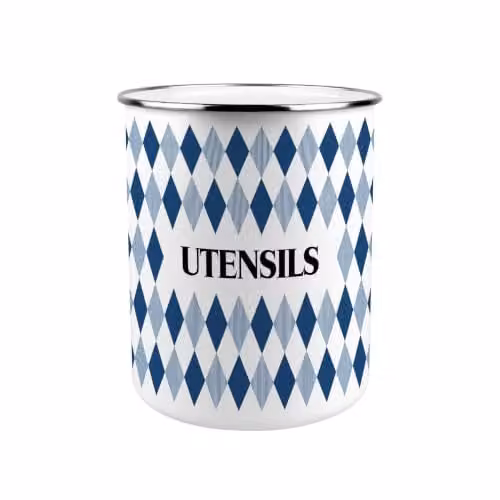 Purely Home Blue Ceramic Freestanding Utensil Holder, W: 16.5 cm, D: 16.5 cm, H: 18.0 cm
