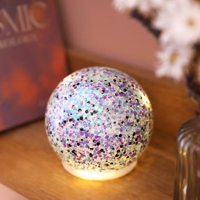 Lisa Angel Purple and Black Round Tabletop LED Moonrise Glitter Light Globe for Children – 1