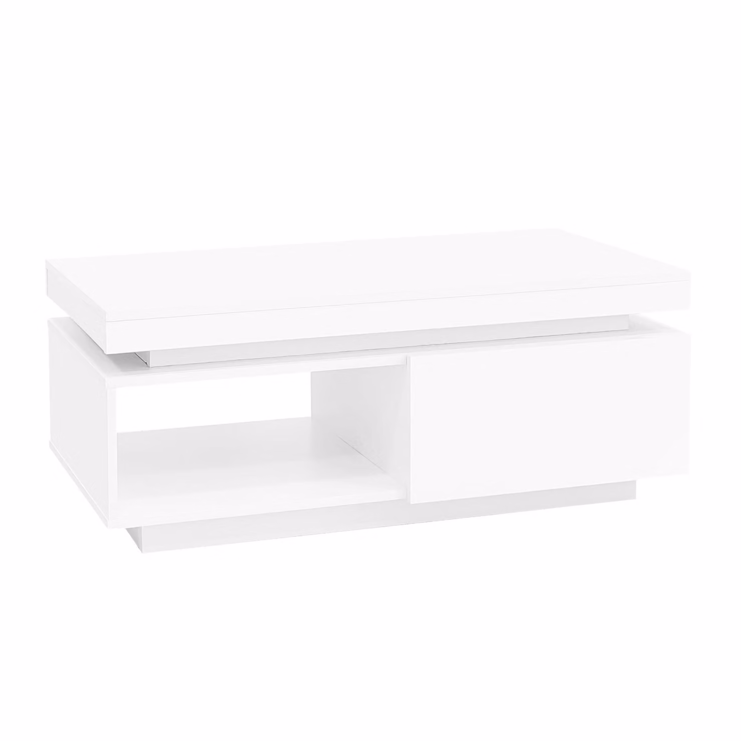 Aosom.UK High Gloss LED Sofa Table with Remote-Controlled Lighting, Modern White Coffee Table with Drawer and Open Display Shelf, W: 50 cm, D: 50 cm, H: 40 cm – 2