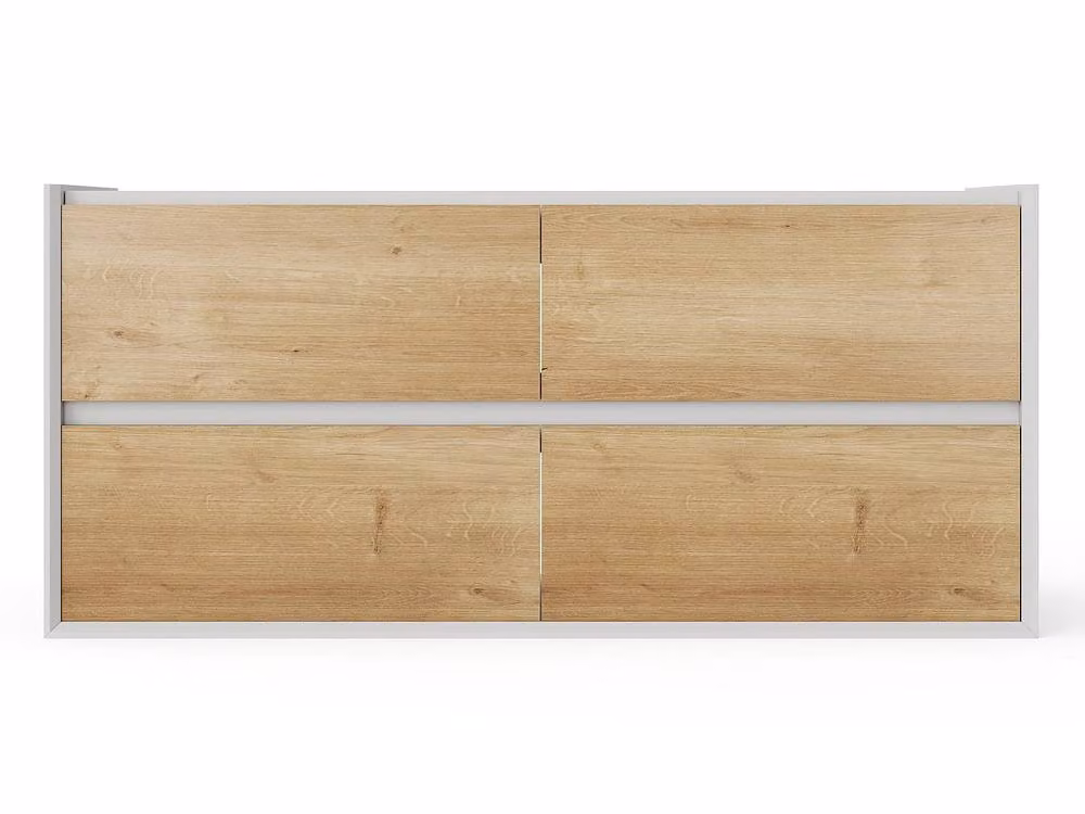 Vente-unique Suspended Under-Basin Vanity Unit in Light Oak and White Finish, W/D/H: 120 x 45.6 x 55 cm – 2