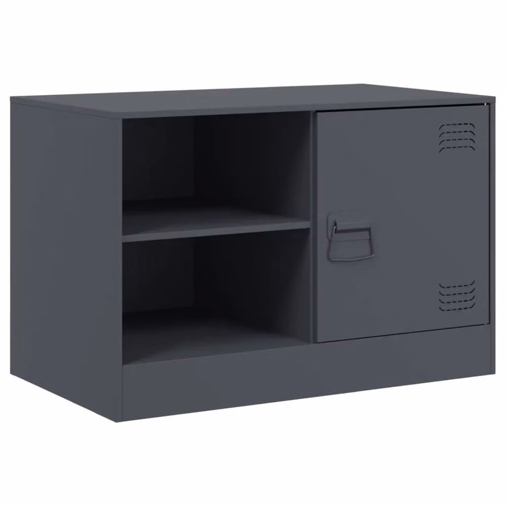 Berkfield Home TV Cabinet in Anthracite and Black Metal, W/D/H: 67 x 39 x 44 cm – 2