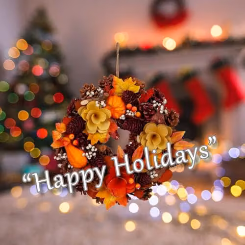 VFM e-Store Autumnal and Christmas Floral Wreath in Brown and Multicolour, W: 31 cm, H: 30 cm – 4