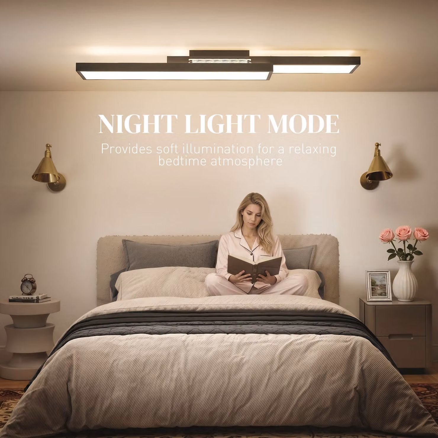 HOMCOM Modern Dimmable LED Ceiling Light with Remote Control and Wall Switch, Black Flush Mount Lamp for Living Room and Bedroom – 3