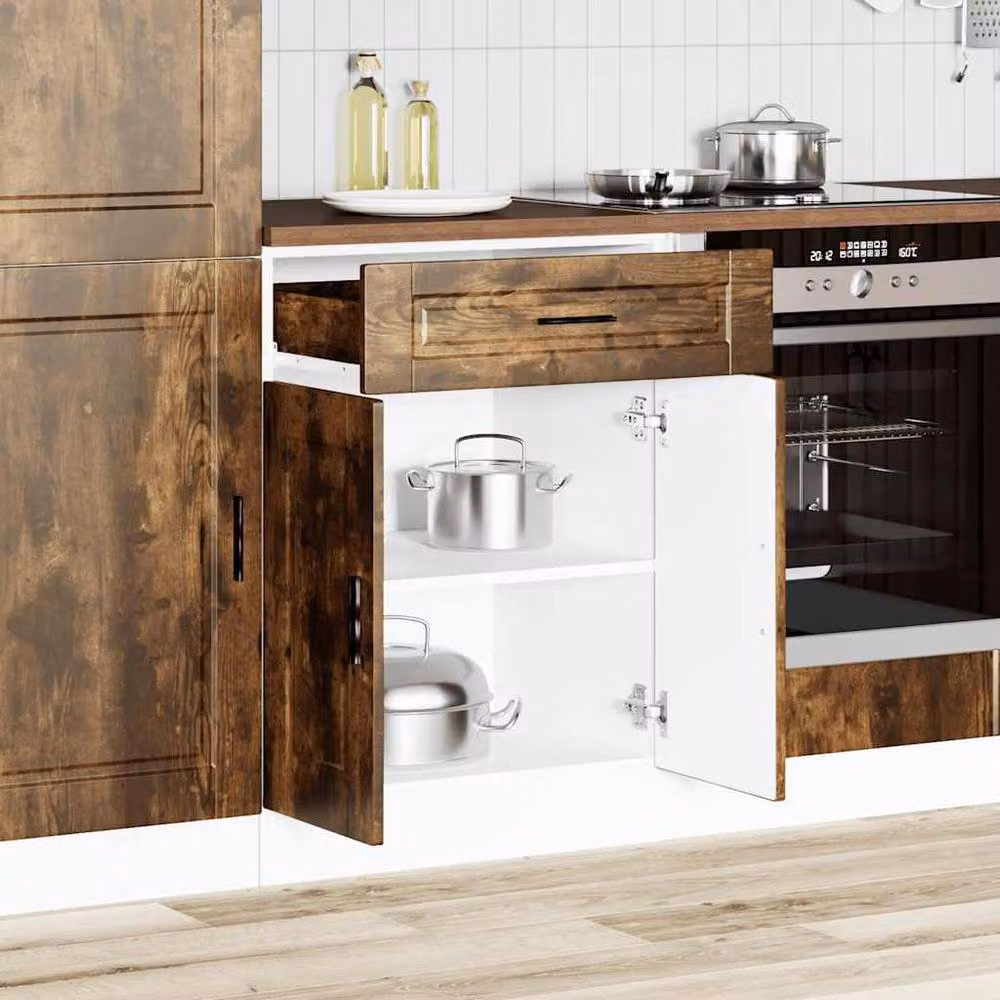 Berkfield Home Porto Kitchen Base Cabinet in Smoked Oak Brown – 2