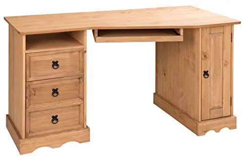 Mercers Furniture Corona Corner Computer Desk in Brown Solid Pine Wood W/D/H: 140 x 140 x 77 cm – 1