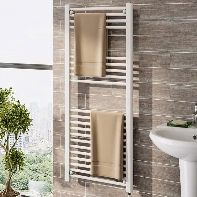 Livingandhome Stainless Steel Electric Towel Radiator Warmer, White, Height: 120 cm
