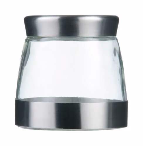 Orsina Silver Glass and Stainless Steel Storage Jar, 850 ml – 1